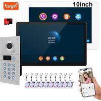 Tuya smart 10 Inch Wireless Wifi Smart IP Video Doorbell Intercom System 2 Touch Screen Monitor with 1080P Wired Password Unlock