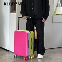 KLQDZMS 20"ABS + PC Suitcase Large-capacity Trolley Case Women Boarding Box Men's Password Box with Wheels Rolling Luggage