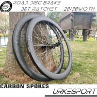 1220g 700c Carbon Wheels Disc Brake Road UKS C200 36T Ratchet Clincher Tubeless Shim / XDR Carbon Spokes Road Disc Wheelset