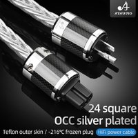 HiFi Silver-Plated Power Cable High Quality OCC Power Cord With Carbon Fiber EU US AU Plug for for HiFi Systems Power Filter