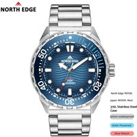 NORTH EDGE TRITON Solar Powered Dive Watch Japan MIYOTA Movt Quartz Watches For Men 316L Stainless Steel Case Waterproof 300M