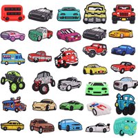Single Sale 1PCS PVC Shoe Charms Kawaii Car Racing Sports Car Van Truck Bus Slipper Accessories Children Adorable Decorations