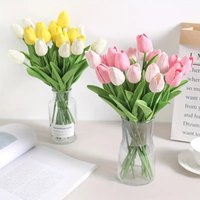 Artificial Flower Realistic Touch Tulip Scrapbooking Vase Home Decor Wedding Garden Arch Garland Mother's Day Bouquet diy
