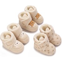 Winter Newborn Boys and Girls Cute Cartoon Cotton Shoes with Soft Sole and Warm Boots Preschool Walking Shoes Winter Newborn