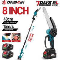 ONEVAN 5500W Bürstenlose 8-Zoll-Elektro-Hochastsäge mit Teleskopstange, kabellos, 15m/s, Garten-Astschneidewerkzeug für Makita 18V Akku