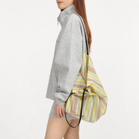 Casual Large Capacity Canvas Tote Bags For Women Luxury Designer Handbags Purses 2026 New In Striped Underarm Shopping Shoulder