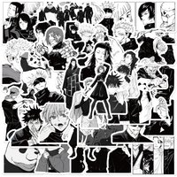 50PCS anime Jujutsu Kaisen stickers black and white style graffiti stickers DIY car phone laptop skateboard guitar stickers