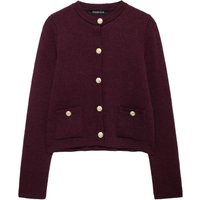 HH Autumn Winter Women Knitted Cardigan Coat Vintage Wine Red Single Breasted Long Sleeve O Neck Sweater With Pockets Tops