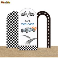 Two Fast Racing Car Arch Cover Backdrop Baby Boy 1st Birthday Party Custom Name Background Checkered Chiara Wall Photozone Props
