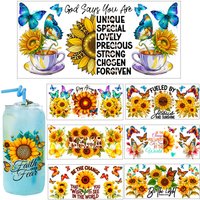 Funny Affirmative Quotes Flower Style UV Sticker DIY Decals 3D transfers uvdtf tumbler seal stickers 16oz uv dtf cup wraps