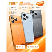 Smartphone Android 16 Cubot A50, écran FHD+ de 6,58 pouces, processeur octocœur, 16 Go de RAM (6 Go + 10 Go extensible), 128 Go de ROM, batterie de 5 000 mAh, appareil photo de 48 MP, NFC Phone, 4G