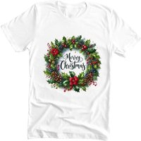 Printed Fashion Sweet Happy New Year Women T Shirts Top Merry Christmas Clothes Holiday Tees Clothing Graphic T-shirts