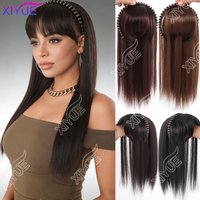 XIYUE Synthetic Bangs Crystal Headband Hair Extension Fake Fringe Natural Hair Clip on Hairpieces for Women Invisible