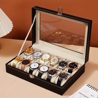 12-Slot Watch Organizer with Lock & Removable Pillows | Synthetic Leather Storage Case for Men Travel Gifts Family Ornament