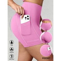 AliExpress NONE Women Shorts with Pockets Tummy Control Butt Lifting Cycling Tights Stretchy Slim Gym Sports Shorts Summer Casual Wear