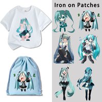 Cute Hatsuned Mikus Iron on Patches Fashion Cartoon Heat Transfer Stickers Exquisite Girls Birthday Gifts DIY Clothes Handbags