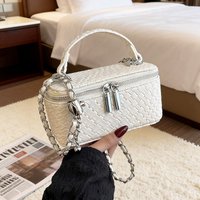 Retro Women Crossbody Bag Woven Pattern Soft PU Leather Handbag Multi Function Adjustable Chain Strap Shoulder Bag for Commute