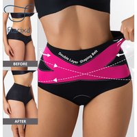 FLARIXA Women Cross High Waist Tummy Control Brief Panty Girdle Hips Lift Underwear No Show Shapewear Bottom