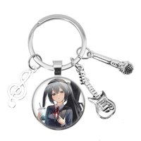 Anime K-ON! Keychain Hirasawa Yui Mio Tainaka Ritsu KotobukiTsumugi Nakano Azusa Cartoon Keychain Music Accessories Jewelry Gift