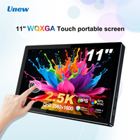 Unew 11 inch Portable Touch Monitor | 2.5K IPS, WQXGA, 350cd 92% NTSC USB-C/HDMI, VESA 75x75mm & Stand, For Mobile Phones Laptop