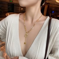 luxury jewelry Stainless steel necklace for woman Sweater chain D letter in large elegant necklaces niche design