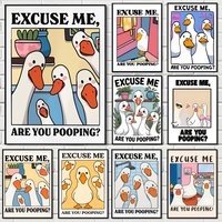 Interessante weiße Gans-Malerei, Kalligraphie, umweltfreundliches Baumwoll-Leinwand-Poster, wasserfeste Wandkunst für Heim- und Flurdekoration