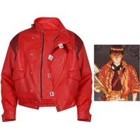 Akira Kaneda Jacket Cosplay Red Men Coat Capsule Pill Printed Bomber Motorcycle Rider Leather Costume Anime Clothes Cos135