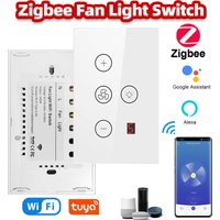zigbee Smart Wifi Fan Light Switch Ceiling Fan Lamp Panel Tuya Remote Various Speed Ajust Voice Control Alexa Google Home