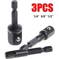 For Screwdriver Handle Tool 3Pcs 65-73mm Impact Socket Adapter 1/4 3/8 1/2 Inch Nut Driver Sockets Hex Shank Extension