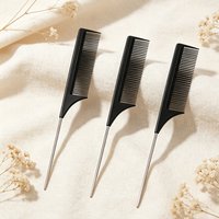 Professional Stainless Steel Hair Tail Comb Salon Cut Styling Tool with Fine Teeth Hair Care Barber Accessory