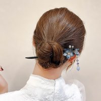 Chinese Style Flower Tassel Hairpin Exquisite Elegant Jade Orchid Hair Stick For Women Girls Trendy Hair Decor Accessories