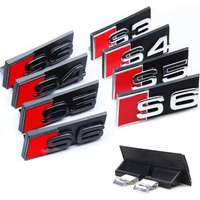 3D ABS Chrome Black Logo S3 S4 S5 S6 S7 S8 Emblem Car Front Grille Badge For Audi S3 S4 S5 S6 S7 S8 Accessories