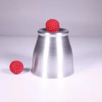 Aluminum Chop Cup - Wide Mouth (Silver,with Magnetism) Magic Tricks Cup and Balls Close Up Appear Magic Perfeormance Magician