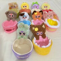 Original Baby Three Storage Basket Vinyl Plush Blind Box Pen Holder Cute Desktop Storage Ornament Mystery Box Surprise Toys Gift
