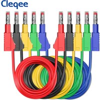 Cleqee 5PCS 4mm Retractable Banana Plug to Banana Plug Multi-meter Test Leads 100cm Soft Cable Wire Electrical Line DIY Tool