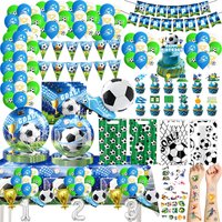 Birthday Football Decoration Tableware Set Balloon Banner Backdrop Cup Plate Gift Bag Football Theme Birthday Party Supplies
