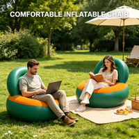 Inflatable Flocking Lounge Chair, Portable Air Sofa, Waterproof Outdoor Beach Pool Lazy Seat Backrest Leisure Couch