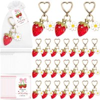 6/12 Sets of Red Alloy Strawberry Keychain Pendants for Valentine's Day Wedding Party Birthday Carnival Anniversary Party Gifts