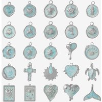 5pcs/Lot Silver Color Sea Blue Oil Drop Charm Stainless Steel Pendants For Jewelry Making Supplies Handmade Earrings Accessories