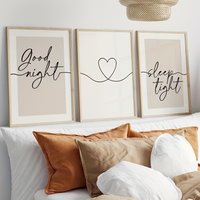 3pcs Modern "Good Night, Sleep Tight" Quotes Wall Art Print Canvas Painting Poster Picture For Living Room,Bedroom Home Decor