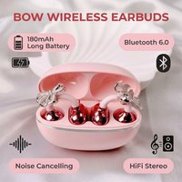 Bowknot Accessory Bluetooth Headphones Wireless Earbuds Stylish Bowknot Designed Bluetooth Earphones Premium Sound Quality Comfo