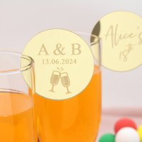 20/50/100PCS Personalized Drink Tags Round Acrylic Markers Custom Name Wedding Party Cocktail Decor Charms Drink Stirrers Charms