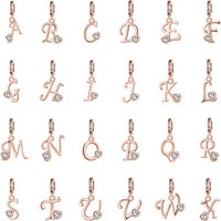 NEW 925 Silver Rose Gold Series With 26 Letters A-Z, Suitable For European Original Bracelets, DIY Accessories, Charm Jewelry