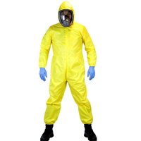 Halloween Yellow Hazmat Suit Cosplay Costume for Adult Men,Hazmat Jumpsuit Cosplay Costume Gas Mask Props Gloves