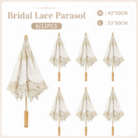 6/12PCS Vintage Lace Parasol Umbrellas Wedding Bridal Umbrella Photograph Parasol for Tea Party Gift