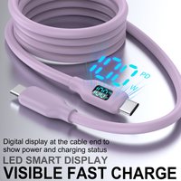 1PC 100W USB C Fast Charging Cable Super Flexible Silicone Charger Cable Purple for Phone Tablet Laptop