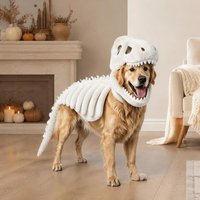 Funny Pet Dinosaur Skeleton Costume Halloween Dog Dinosaur Outfit Cosplay Costume for Dogs Cats Trick or Treat Apparel