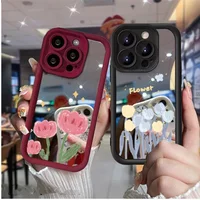 Flowers Mirror Case For Samsung Galaxy A55 A54 A53 A52 A51 A35 A34 A32 A31 A16 A15 A14 A25 A24 A23 A21S A05 A05S A04 A06 A71