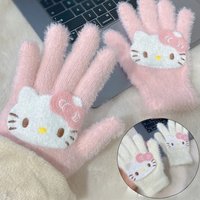 AliExpress keeppley Cute Kitty Riding Gloves Women Winter Warm Windproof Five Finger Gloves Girls Heart Electric Bike Outdoor Gloves 2025