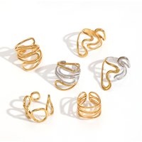 New Design Stainless Steel Irregular geometric lines Open Ring for Women Waterproof Fashion Jewelry